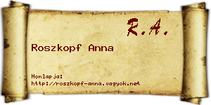 Roszkopf Anna névjegykártya